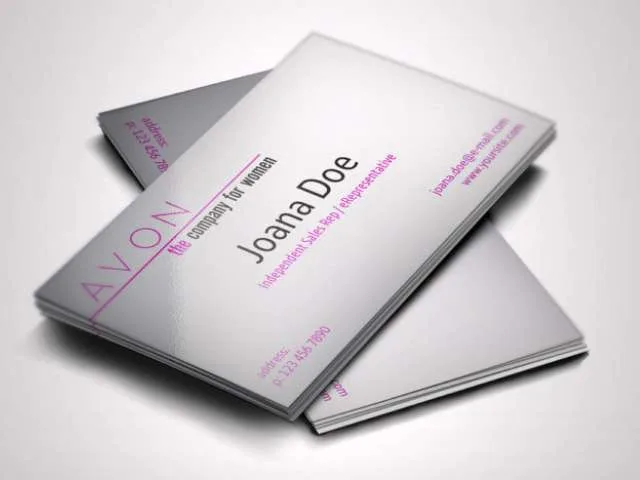 Use personalized business cards when you're a rep selling Avon products. 