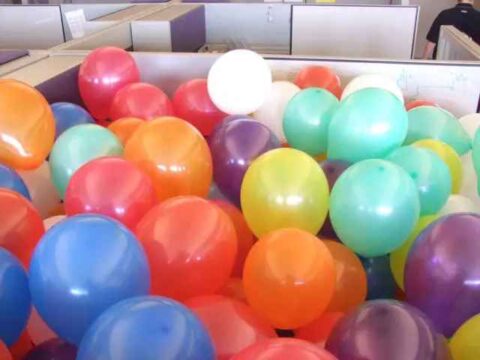 Fill your co-worker&#039;s cubicle with balloons for their birthday. Or better yet... for no reason at all! 