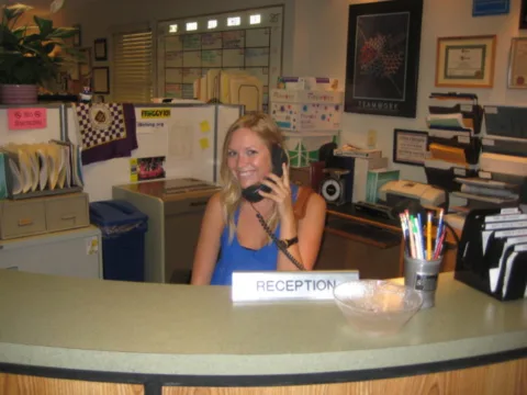 temporary work as a receptionist